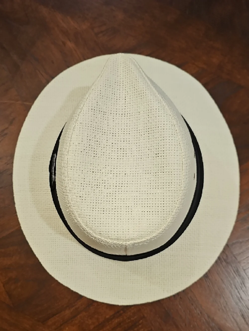 Panama Jack Cream Straw Fedora Safari Hat with 2-Pleat Black Band L - Picture 5 of 10